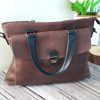 Leather Messenger Bag Men Brown Tote Laptop Compartment