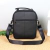 Men's Genuine Leather Crossbody Bag Travel Business Black