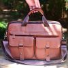 Men's Leather Travel Tote Large Capacity Cowhide Shoulder
